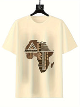 Men's 100% Cotton T-Shirt with African Map Geometric Design – Casual, Comfortable, and Unisex for All Seasons